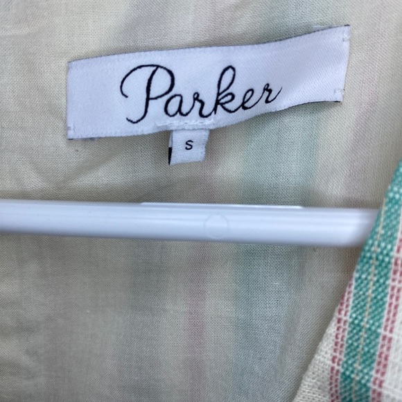 Parker Cottage-core Maxi Dress Striped Open Front sz Small - Picture 2 of 8